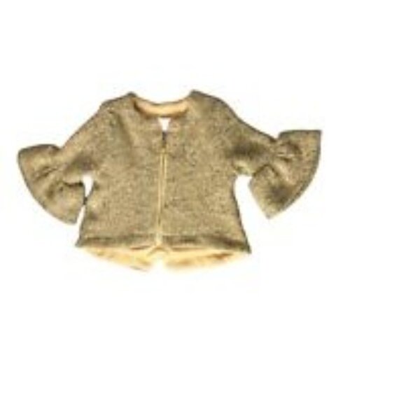 Bonnie Baby Cardigan Bell Sleeves Tan Beige Zipper Girl 12 Months Sweater Jacket - Picture 5 of 5